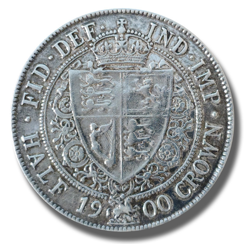 1900 United Kingdom Victoria Veiled Head Half Crown Silver Coin